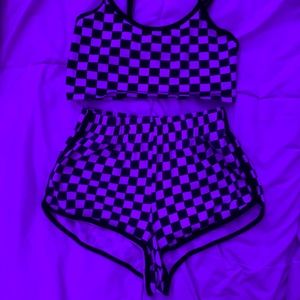 Forever 21 checkered crop tank and short set